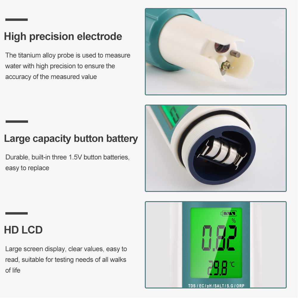 7-in-1 PH TDS EC ORP Zoutgehal - Ph Meter Digital Water Tester recensie en prijs